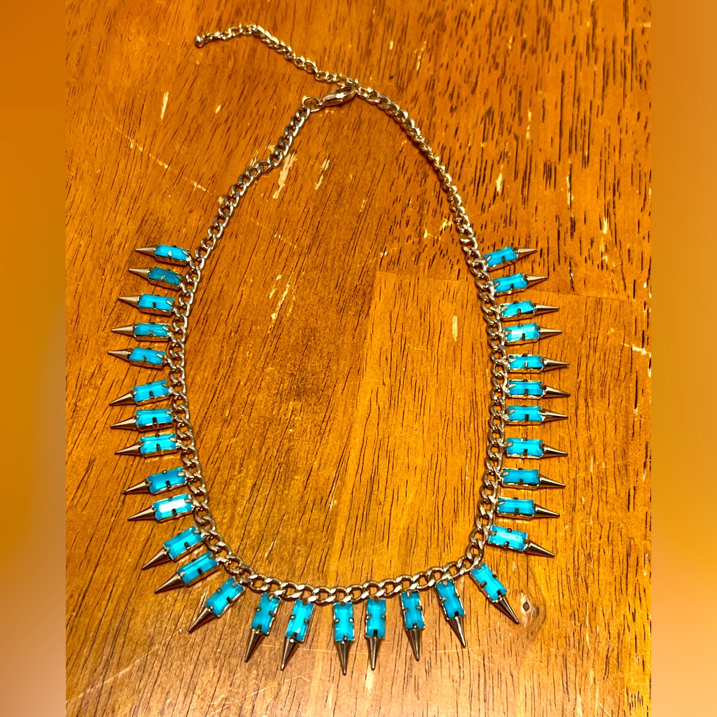 Gold And BlueGreen Stone Necklace 10$